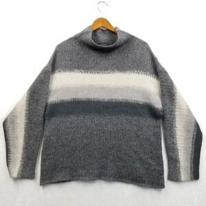 Rag & Bone Sweater Women L Gray‎ Holland Fuzzy Mohair Silk Wool Ombre Pullover